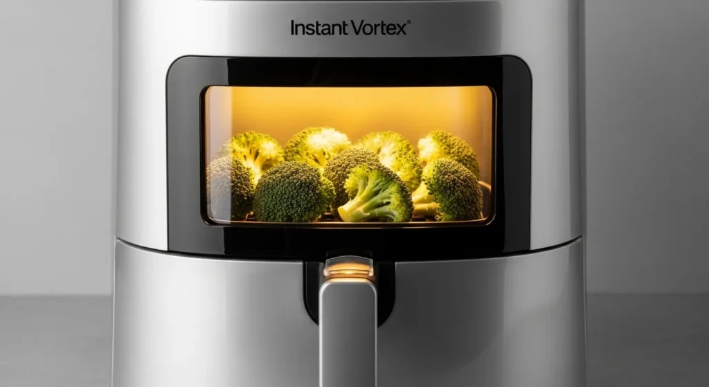 Air fryer with viewing window during cooking