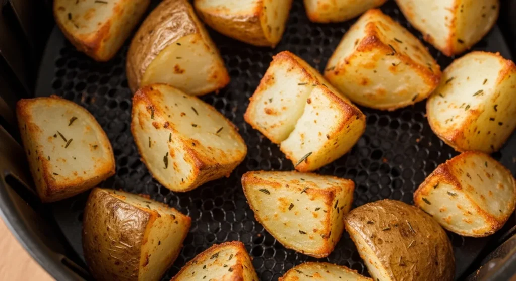 Golden potatoes in air fryer
