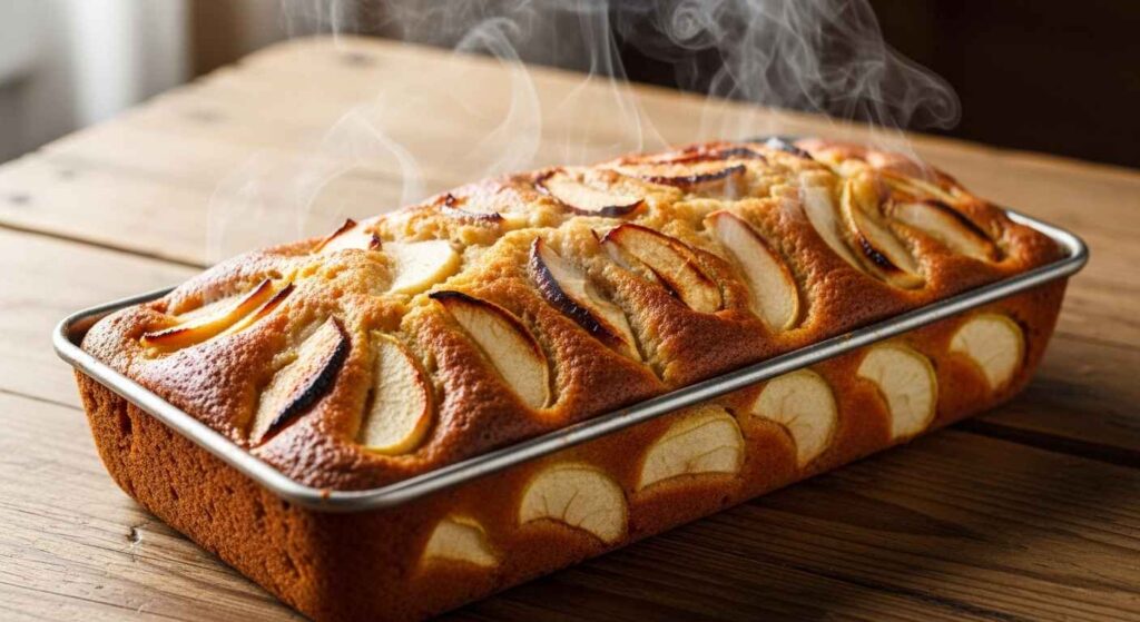 Golden Amish apple cake with visible apple chunks