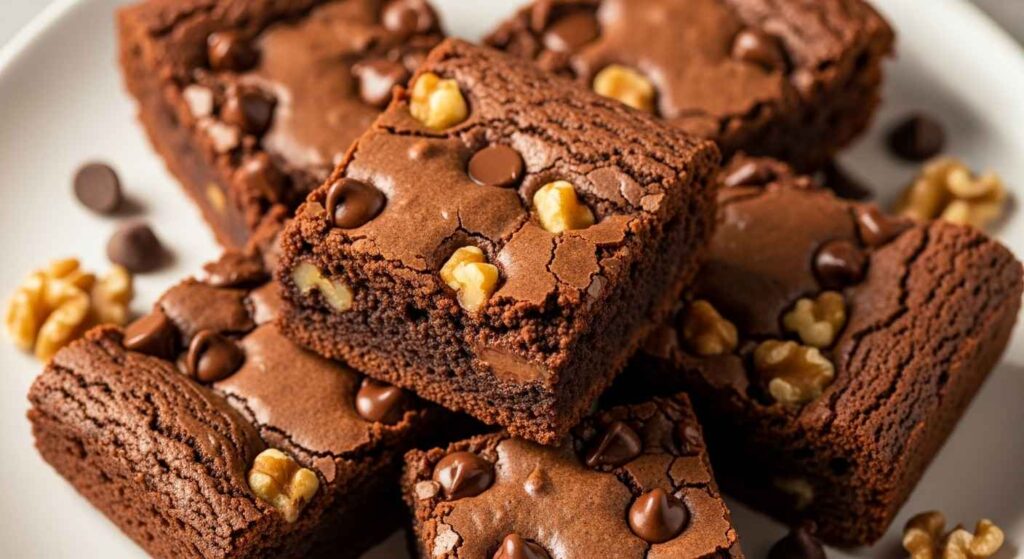 Variation of brownies with walnuts and chocolate chips.