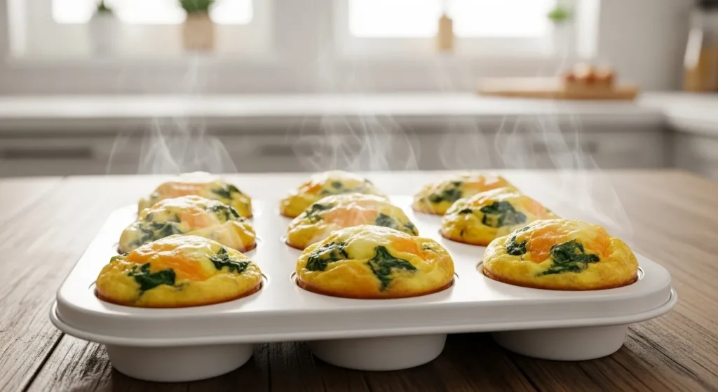 Protein egg muffins with spinach and turkey for muscle meal prep.