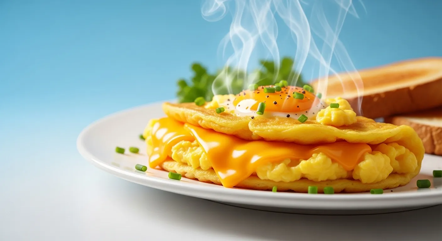 Thumbnail of fluffy scrambled eggs with cheese.