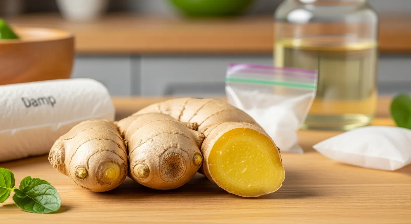 Thumbnail showing how to store fresh ginger.