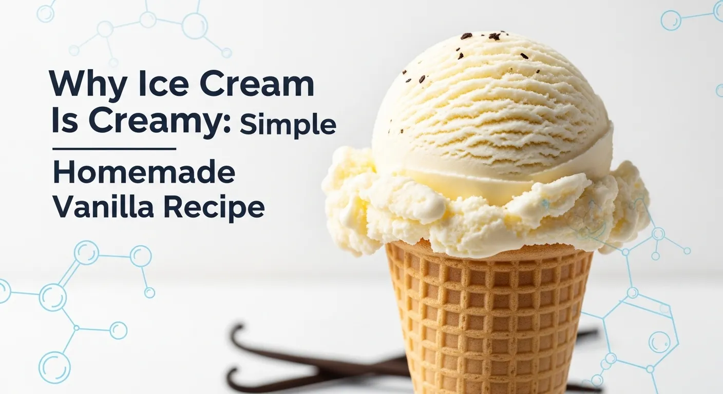 Vanilla ice cream scoop with science elements.