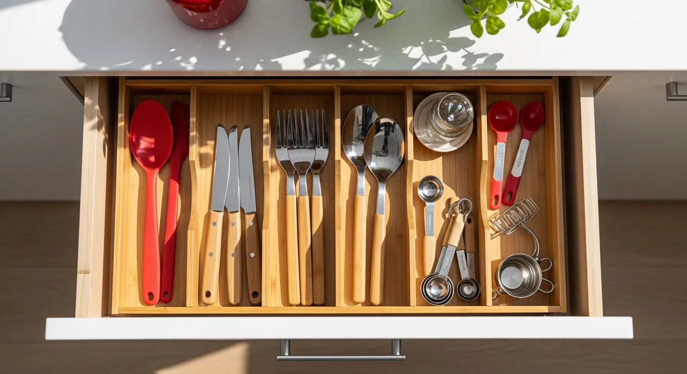 Thumbnail of organized kitchen utensils in drawer