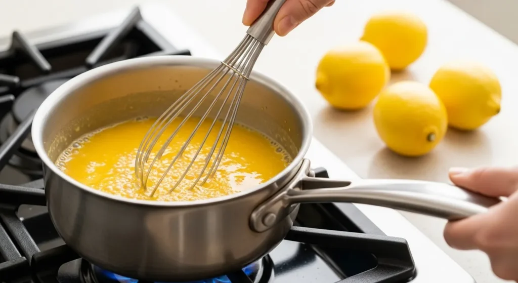 Steps to make homemade lemon curd.