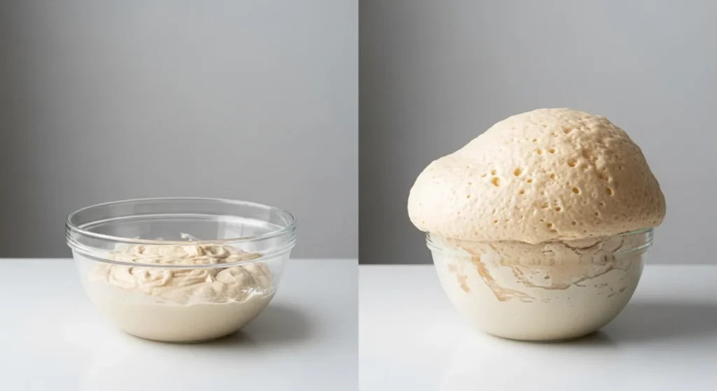 Example of batter rising using baking powder