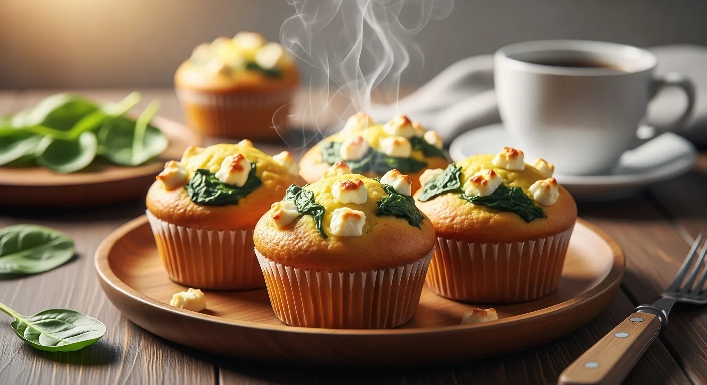 Thumbnail of savory spinach breakfast muffins.
