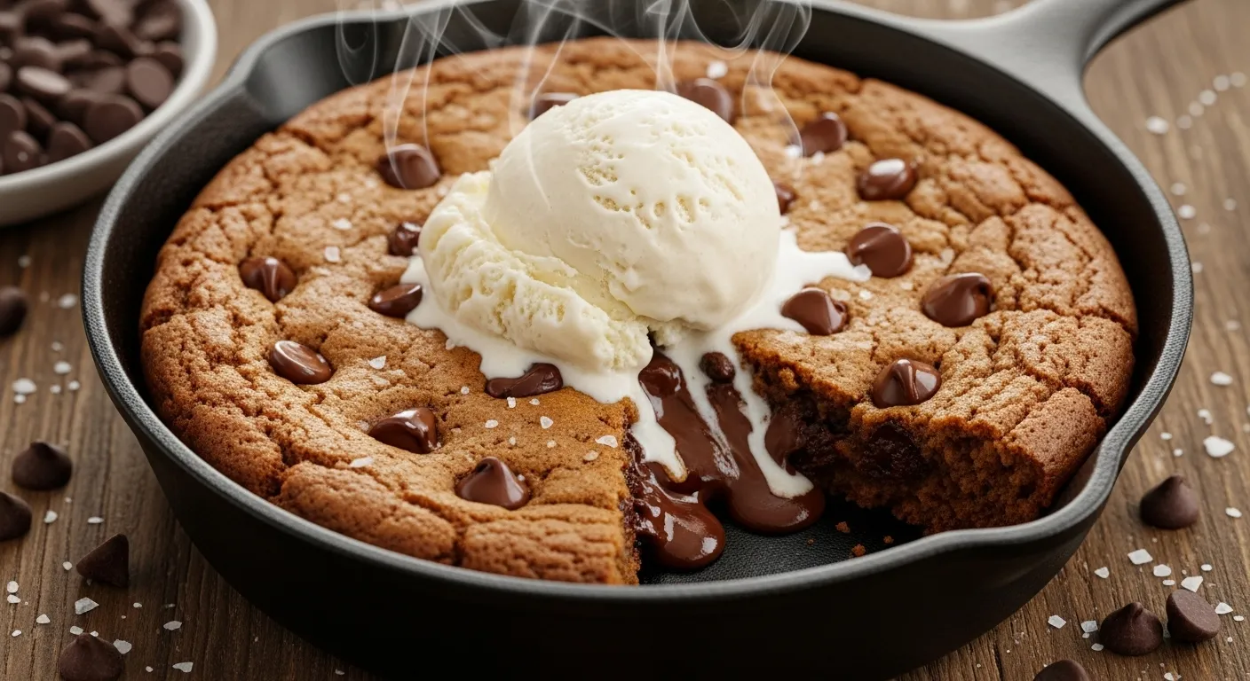 Brown butter chocolate chip skillet cookie thumbnail.