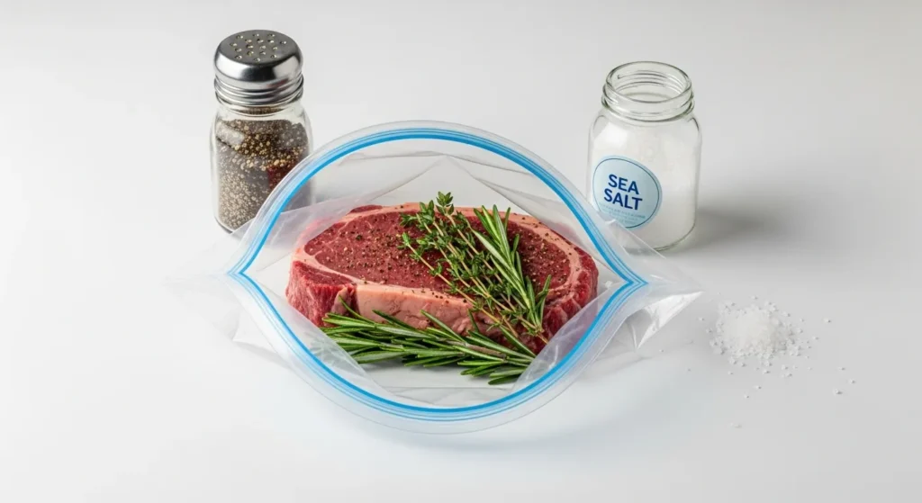 Diagram showing sous vide cooking steps.