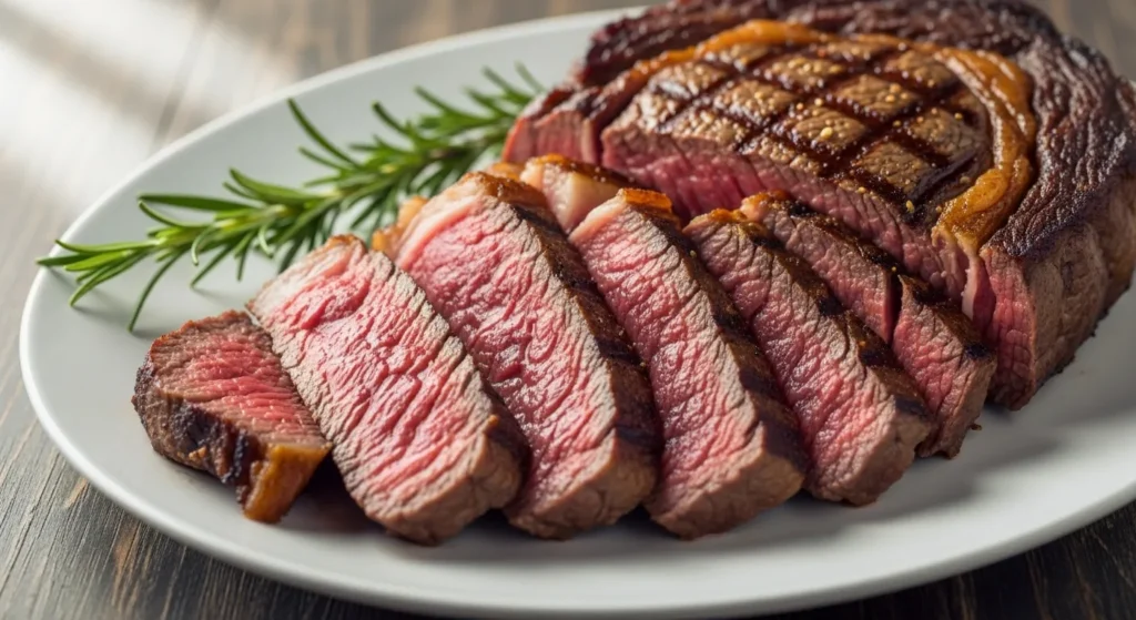 Finished sous vide steak recipe.