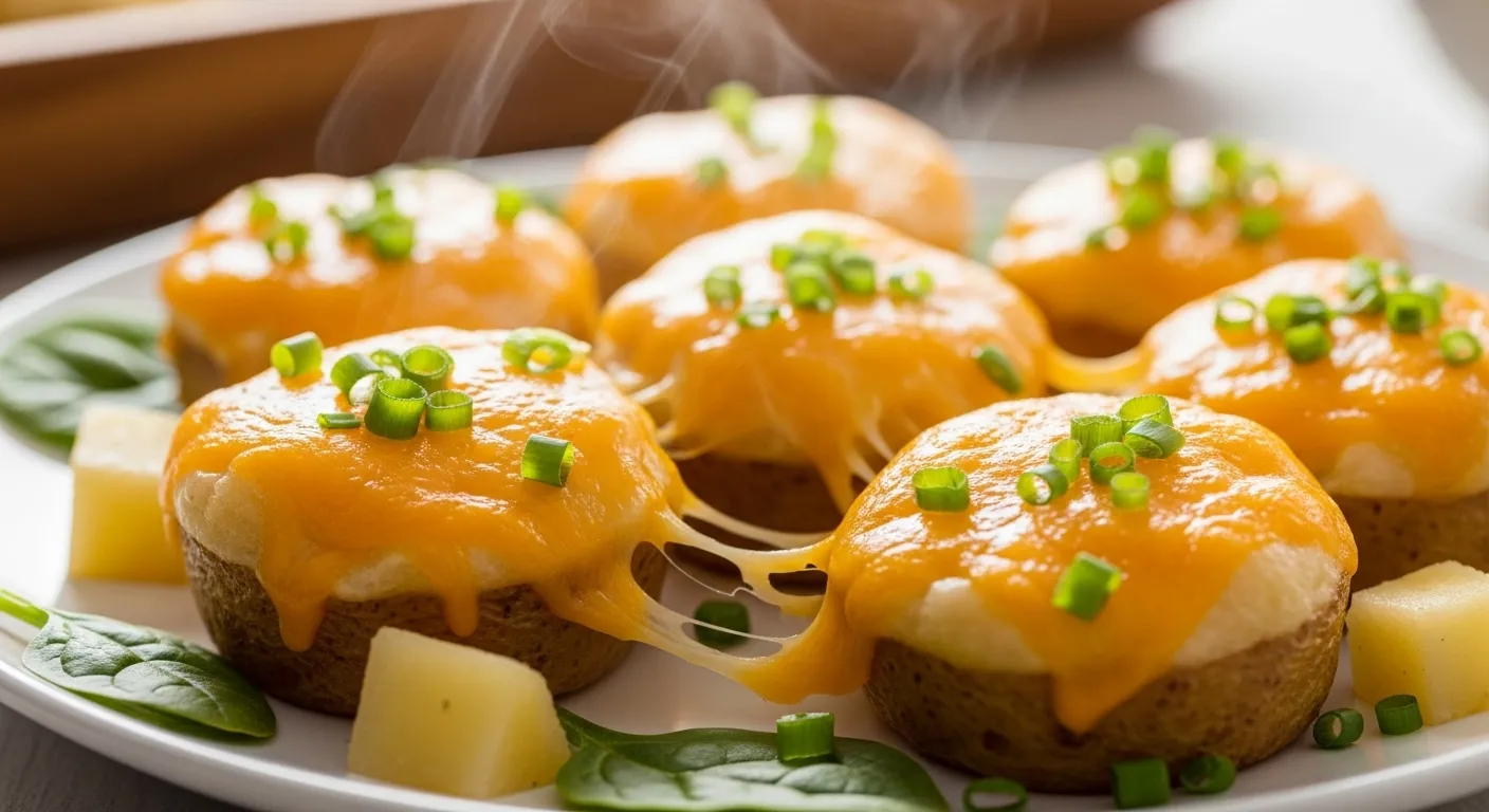 Close-up of homemade Starbucks potato cheddar chive bakes.