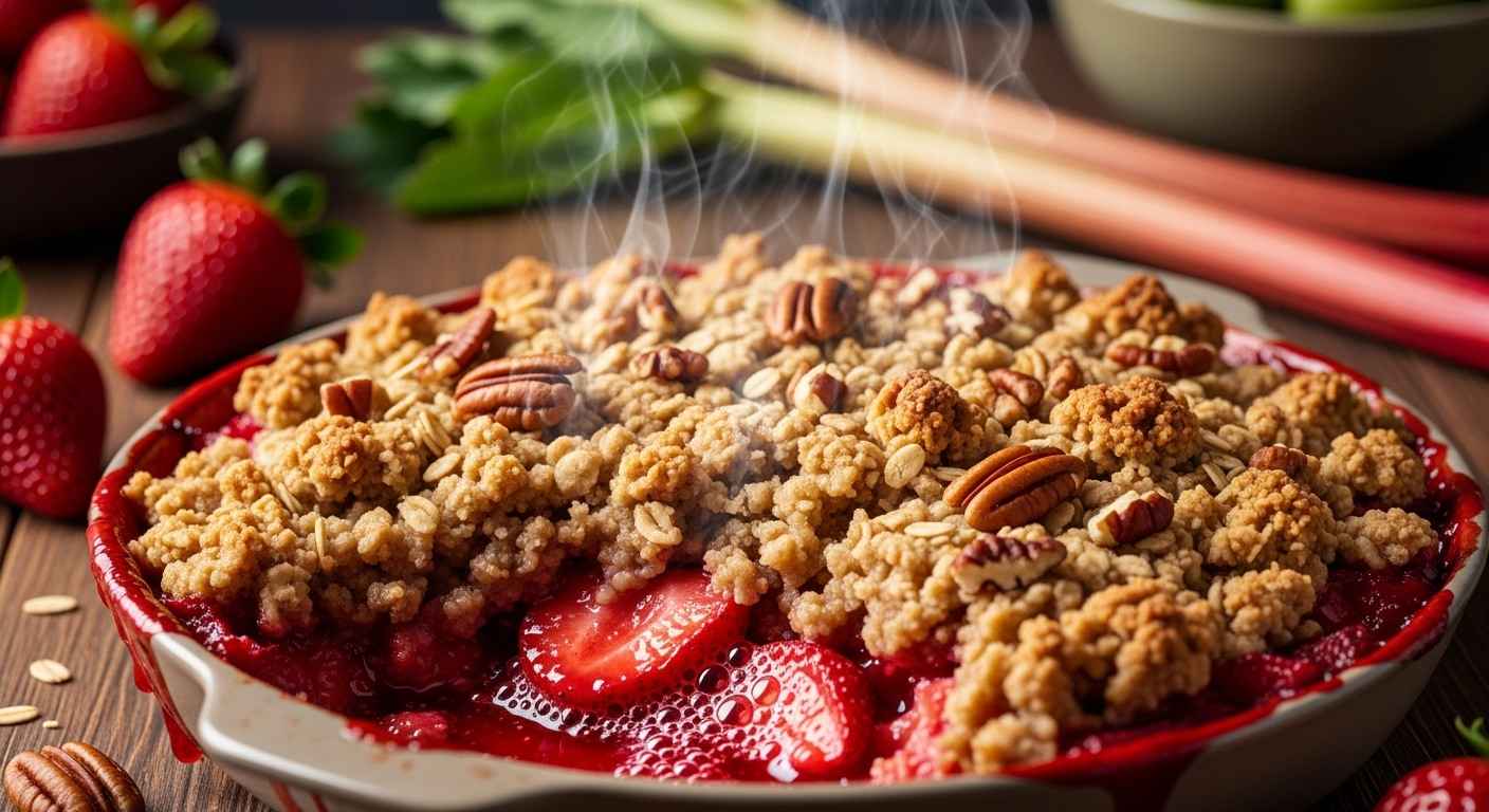 Eye-catching thumbnail of easy strawberry rhubarb crisp recipe.