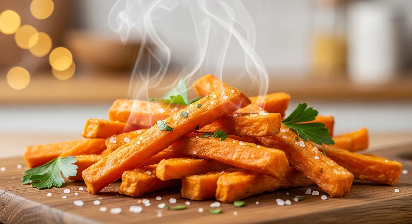 Crispy baked sweet potato fries thumbnail.