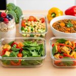 Thumbnail of easy vegetarian meal prep recipes in containers.